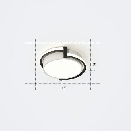 Nordic Circle Led Flush Mount Ceiling Light With Acrylic Diffuser Black / 12’ Warm