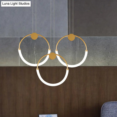Nordic Circular Chandelier Lamp: Acrylic 1/3 Gold Bulbs Warm/White Pendant Lighting Fixture