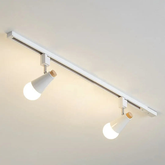 Nordic Conical Semi Flush Track Light For Living Room Ceiling 2 / White