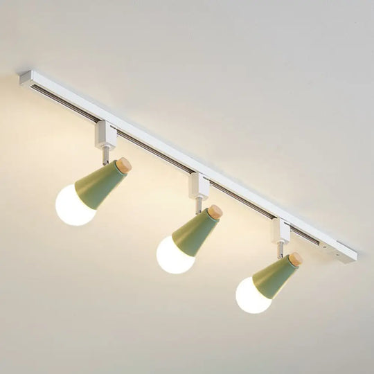 Nordic Conical Semi Flush Track Light For Living Room Ceiling 3 / Green