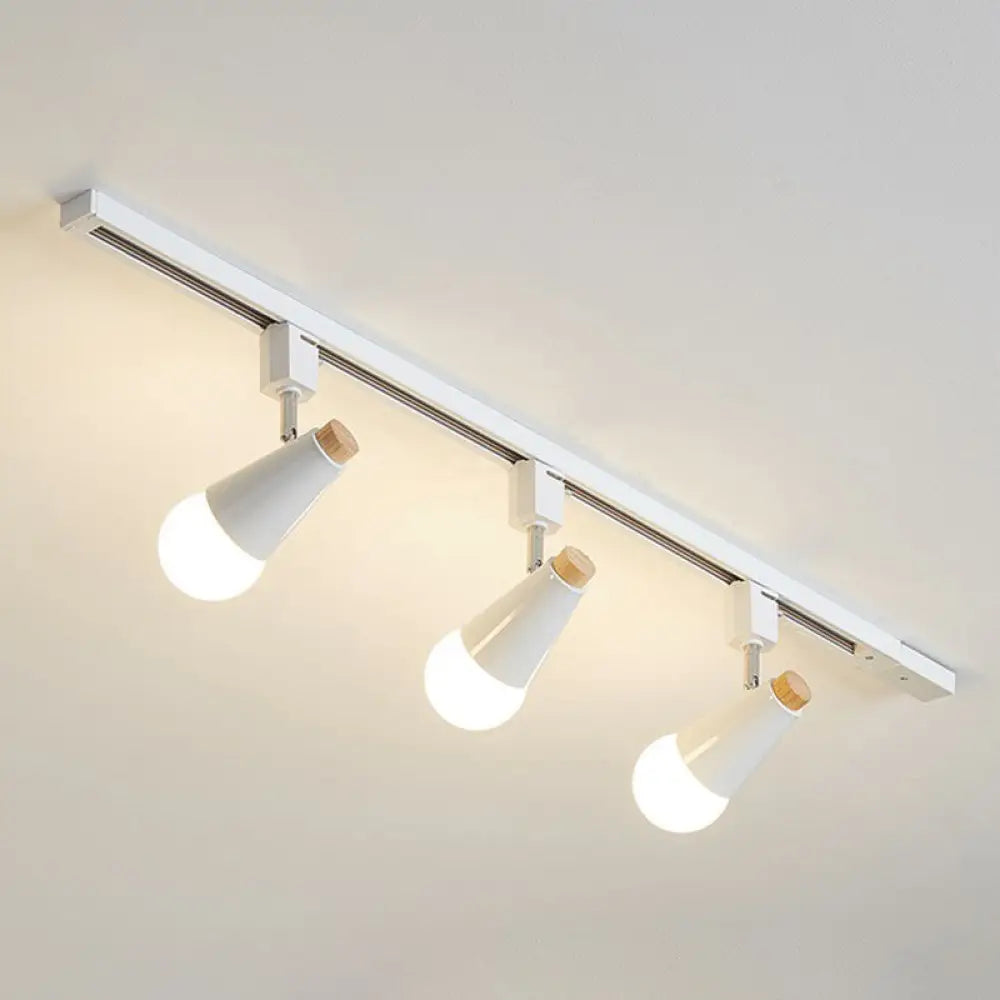 Nordic Conical Semi Flush Track Light For Living Room Ceiling 3 / White