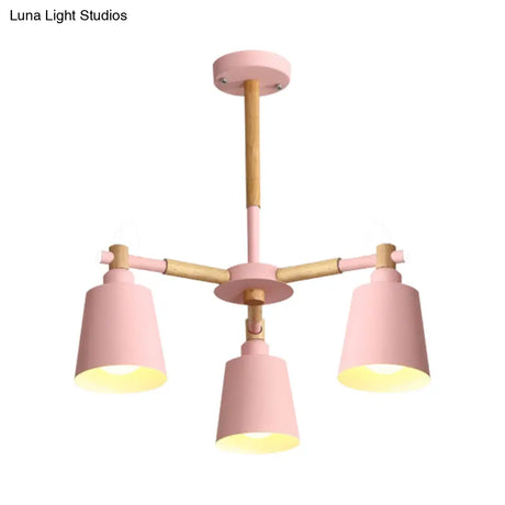 Nordic Contemporary Hanging Light - Cloth Shop Bucket Chandelier With Metal Frame (3 Lights)