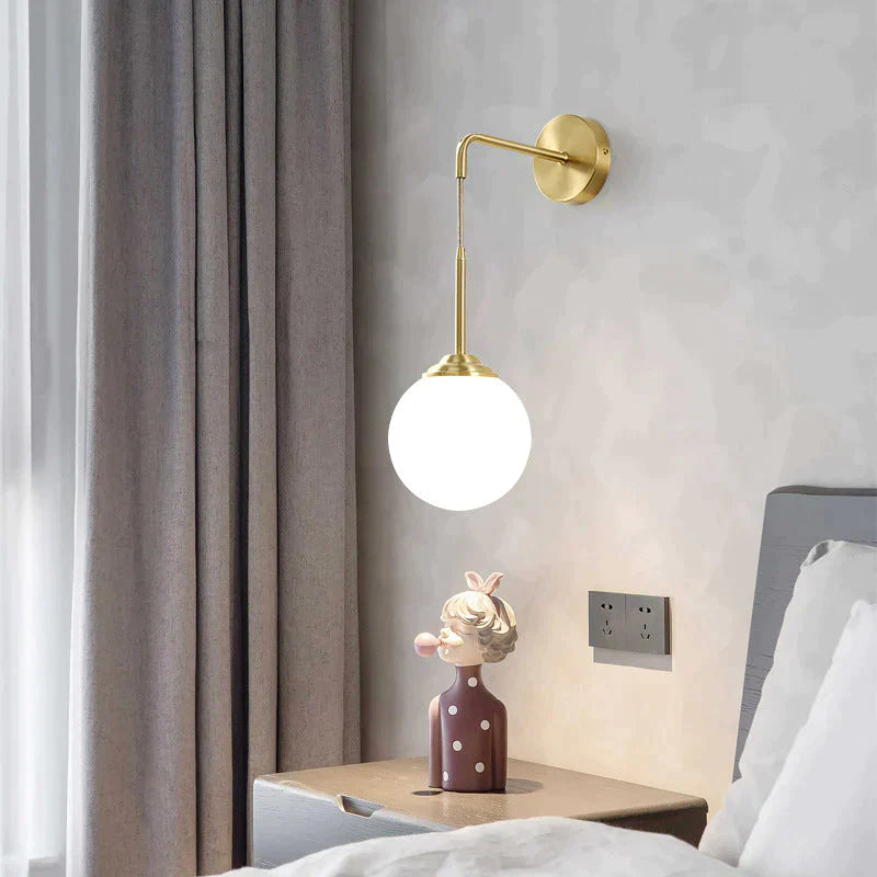 Nordic Copper Bedroom Wall Lamp Creative Modern Minimalist Stair Corridor Porch Living Room Dining