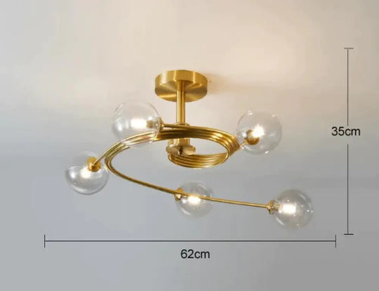 Nordic Creative Rotate Bedroom Room Lamp Copper Ceiling 5 Transparent Color / Without Bulb