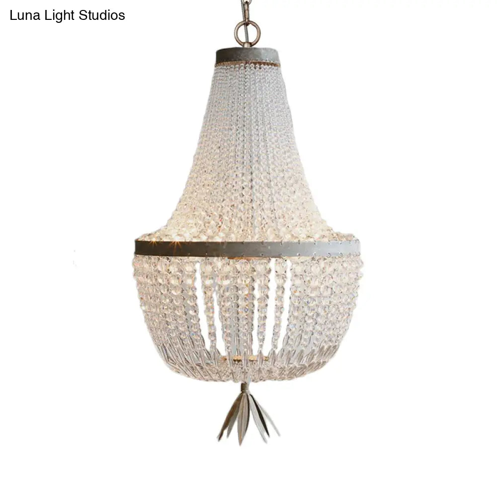 Nordic Crystal White Gourd Empire Chandelier - Stylish 3-Bulb Hanging Ceiling Light For Living Room