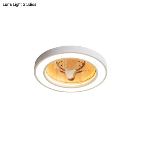 Nordic Deer Acrylic Flush Ceiling Light In Macaron Colors For Hallway