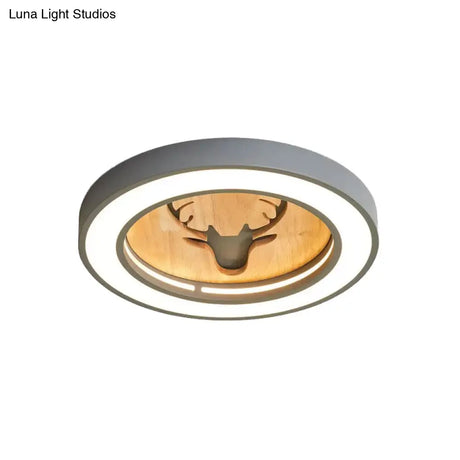 Nordic Deer Acrylic Flush Ceiling Light In Macaron Colors For Hallway