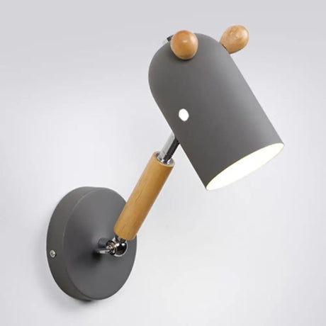 Nordic Deer Swing Arm Bedroom Wall Lamp With Metal Fixture And Bulb Grey