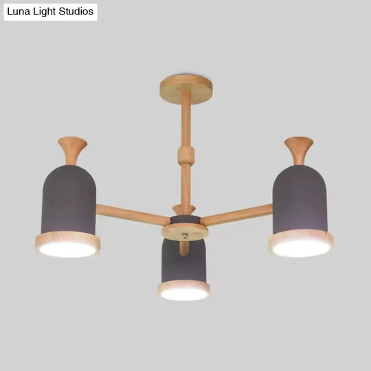 Nordic Design Inverted Goblet Pendant Light: Wood Chandelier For Childs Bedroom