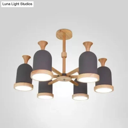 Nordic Design Inverted Goblet Pendant Light: Wood Chandelier For Childs Bedroom
