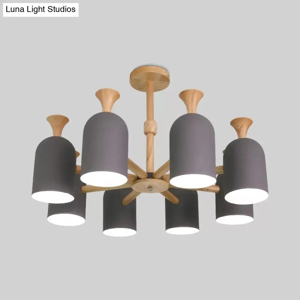 Nordic Design Inverted Goblet Pendant Light: Wood Chandelier For Childs Bedroom