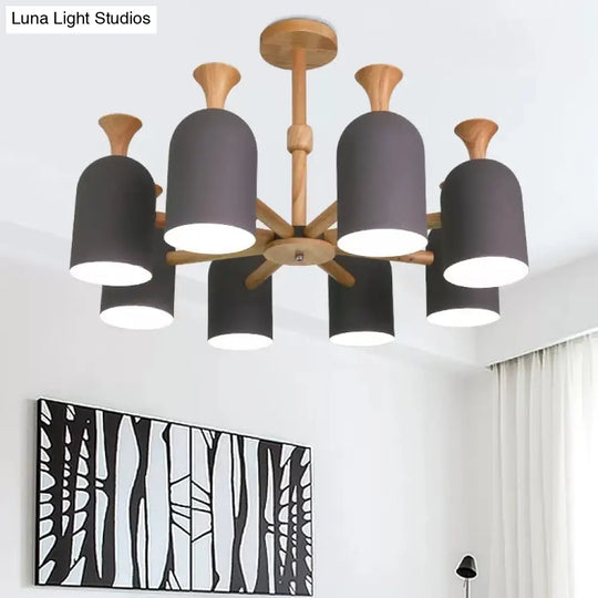 Nordic Design Inverted Goblet Pendant Light: Wood Chandelier For Childs Bedroom