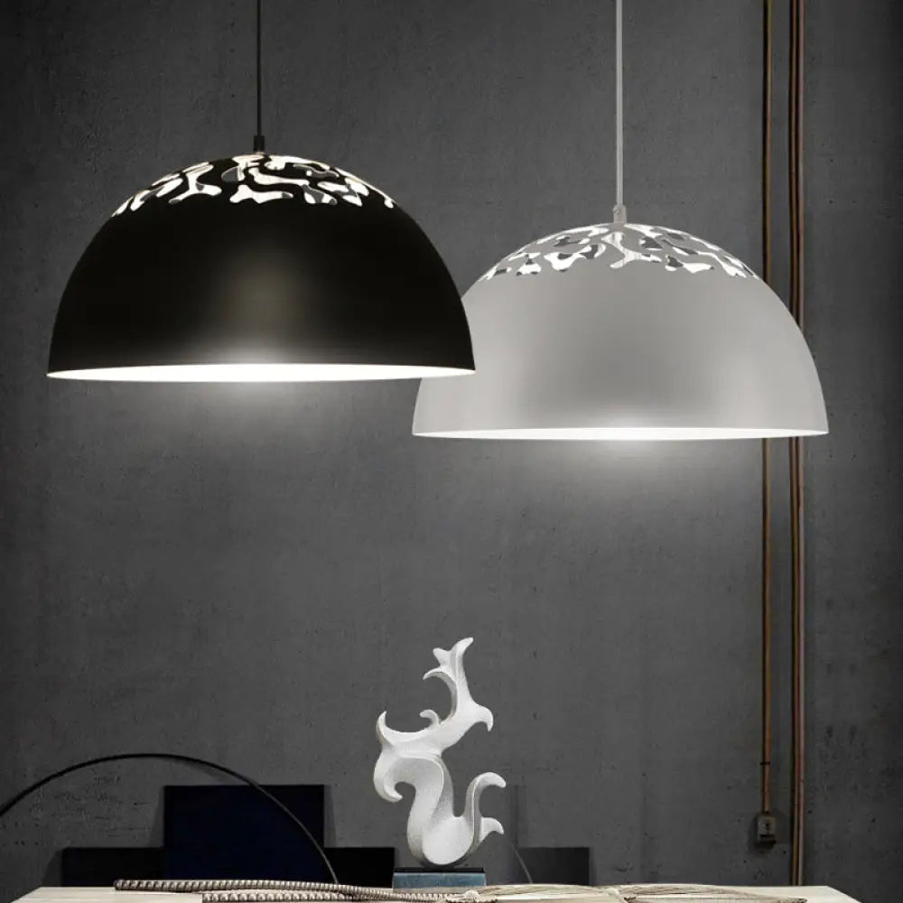 Nordic Dome Ceiling Pendant Light - 14’/16’ Wide 1-Light Iron Lamp With Hollowed Top