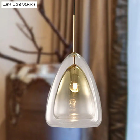 Nordic Double Glass Cone Pendant Light With Champagne Suspension - 1 12/14 Wide / 12