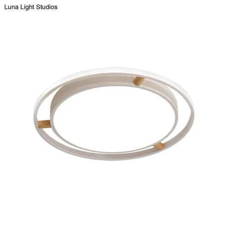 Nordic Dual Circle Led Ceiling Flush Light With Wood Arm - White/Green/Grey Thin Flushmount