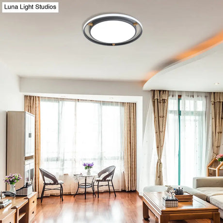 Nordic Dual Circle Led Ceiling Flush Light With Wood Arm - White/Green/Grey Thin Flushmount