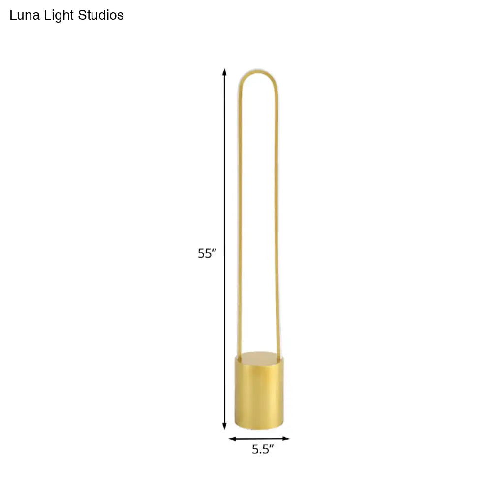 Nordic Ellipsed Floor Reading Lamp - Acrylic Led Gold Warm/White Light 39/55 H