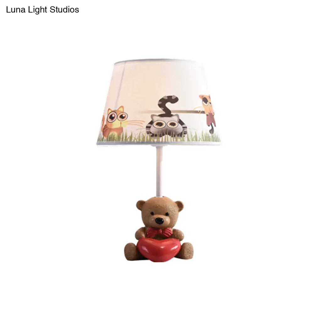 Nordic Empire Shade Table Lamp With Figurine Accent - Ideal For Bedroom Nightstands
