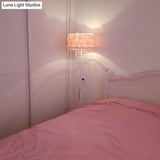 Nordic Feather Floor Lamp With Crystal Orbs - Apricot/White/Pink Lotus Design