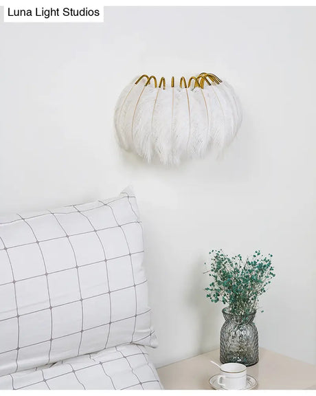 Nordic Feather Wall Sconce For Bedroom Ambient Lighting