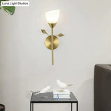 Nordic Flower Living Room Stairs Bedroom Bedside Copper Wall Lamp Copper Wall Lamps