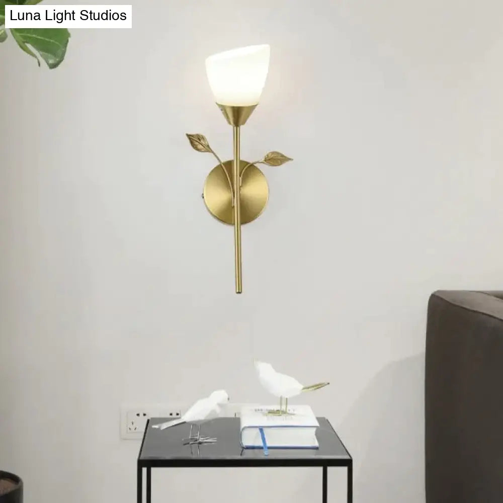 Nordic Flower Living Room Stairs Bedroom Bedside Copper Wall Lamp Lamps