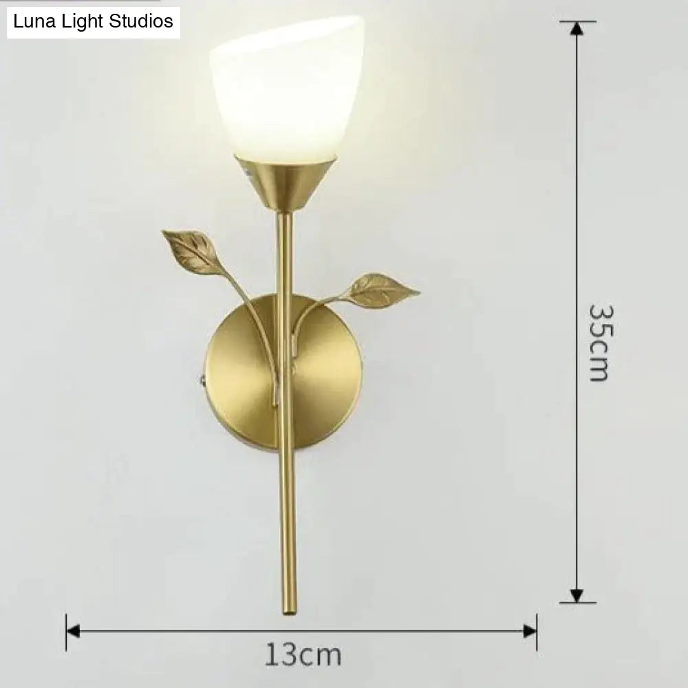 Nordic Flower Living Room Stairs Bedroom Bedside Copper Wall Lamp Single Lamps