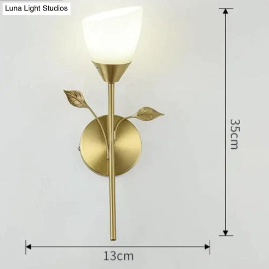 Nordic Flower Living Room Stairs Bedroom Bedside Copper Wall Lamp Single Lamps