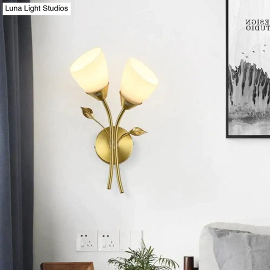 Nordic Flower Living Room Stairs Bedroom Bedside Copper Wall Lamp Lamps