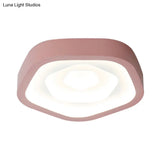 Nordic Flush Ceiling Lamp - Pink/Blue/Green Acrylic Led 20.5’ Wide Pentagon Shape