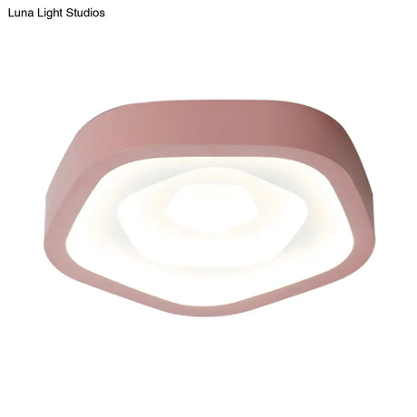 Nordic Flush Ceiling Lamp - Pink/Blue/Green Acrylic Led 20.5’ Wide Pentagon Shape