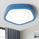 Nordic Flush Ceiling Lamp - Pink/Blue/Green Acrylic Led 20.5’ Wide Pentagon Shape Blue