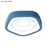 Nordic Flush Ceiling Lamp - Pink/Blue/Green Acrylic Led 20.5’ Wide Pentagon Shape