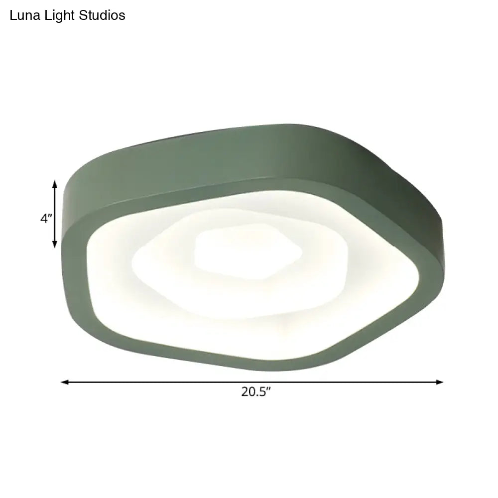 Nordic Flush Ceiling Lamp - Pink/Blue/Green Acrylic Led 20.5’ Wide Pentagon Shape