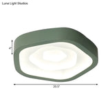 Nordic Flush Ceiling Lamp - Pink/Blue/Green Acrylic Led 20.5’ Wide Pentagon Shape