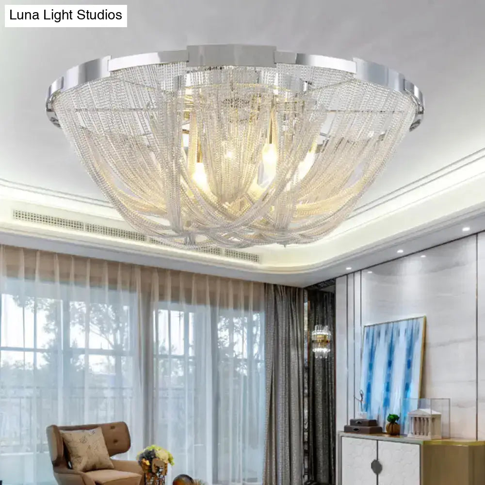 Nordic Flush Mount Silver Aluminum Ceiling Light For Living Room / 23.5’