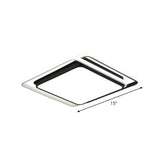 Nordic Geometric Led Flush Mount Ceiling Light With Acrylic Shade For Bedroom Black / White Square