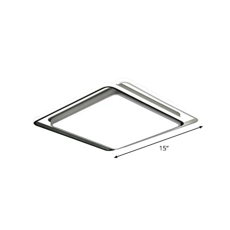 Nordic Geometric Led Flush Mount Ceiling Light With Acrylic Shade For Bedroom White / Remote