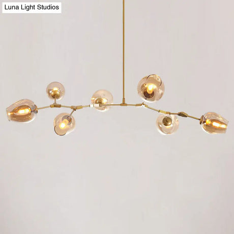 Nordic Glass Pendant Chandelier - 7 Heads Dimple Lighting For Living Room