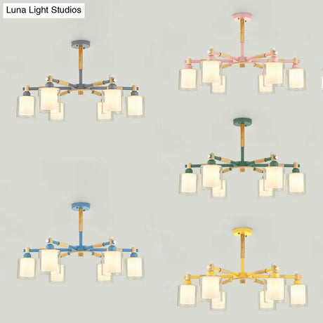Nordic Glass Pendant Light Fixture With 6 Bulbs For Bedroom