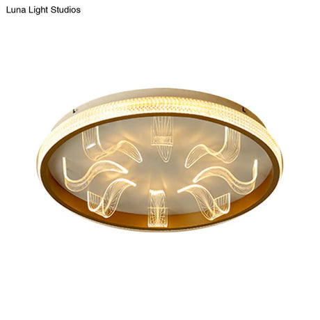 Nordic Gold Led Flush Mount Ceiling Light - Warm/White Bedroom Lighting