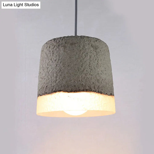 Nordic Grey Dome/Cone/Barn Shaped Hanging Light For Kitchen Bar Ceiling - 1 Head Pendant