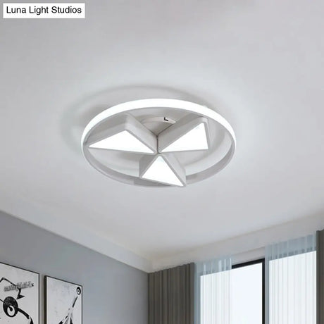 Nordic Grey/White Led Iron Windmill Ceiling Flushmount Lamp With Warm/White Glow Ring