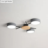 Nordic Grey - Wood Led Ceiling Lamp For Bedroom - 25.5’/31’ Width