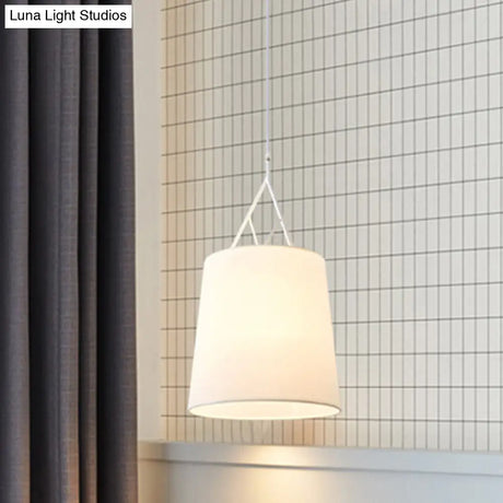 Nordic Hand Sewn Fabric Conic Pendant Lamp: Single Black/White Hanging Ceiling Light With Twig Arm