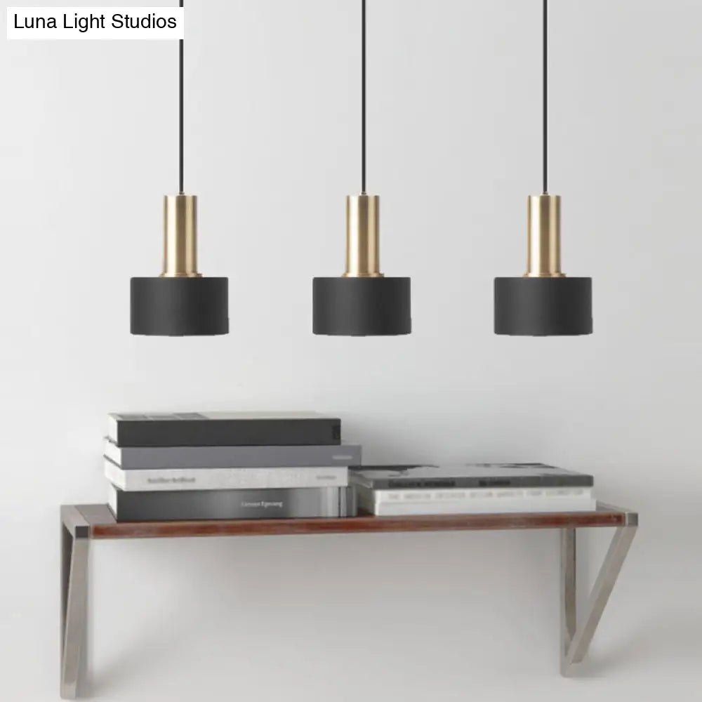 Nordic Hanging Lamp: Black & Gold Round Pendant For Kitchen / Cylinder
