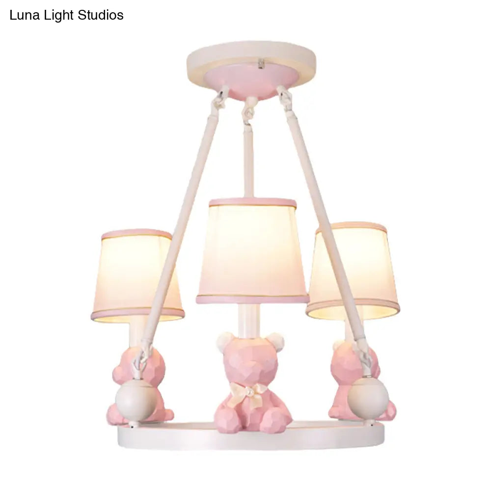 Nordic Hanging Light With Tapered Fabric Shade - Bedroom Chandelier