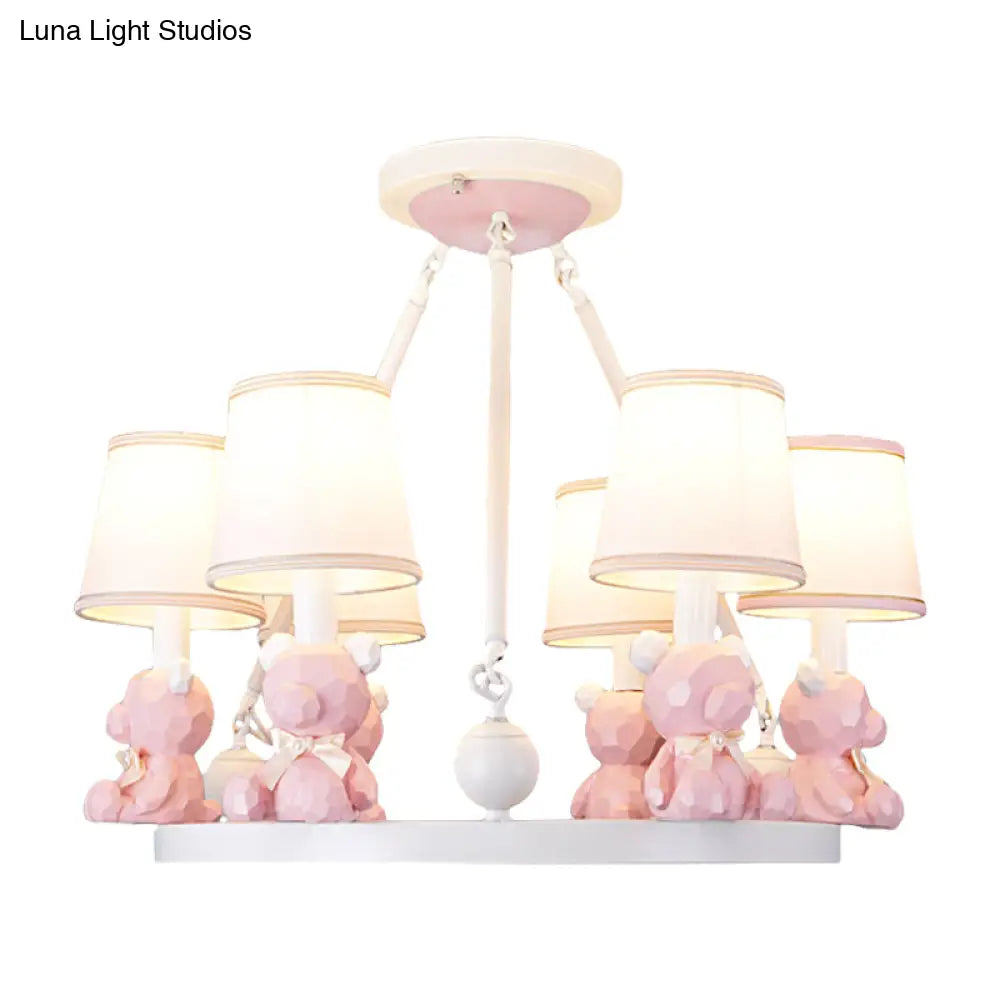 Nordic Hanging Light With Tapered Fabric Shade - Bedroom Chandelier