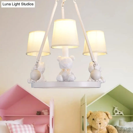Nordic Hanging Light With Tapered Fabric Shade - Bedroom Chandelier