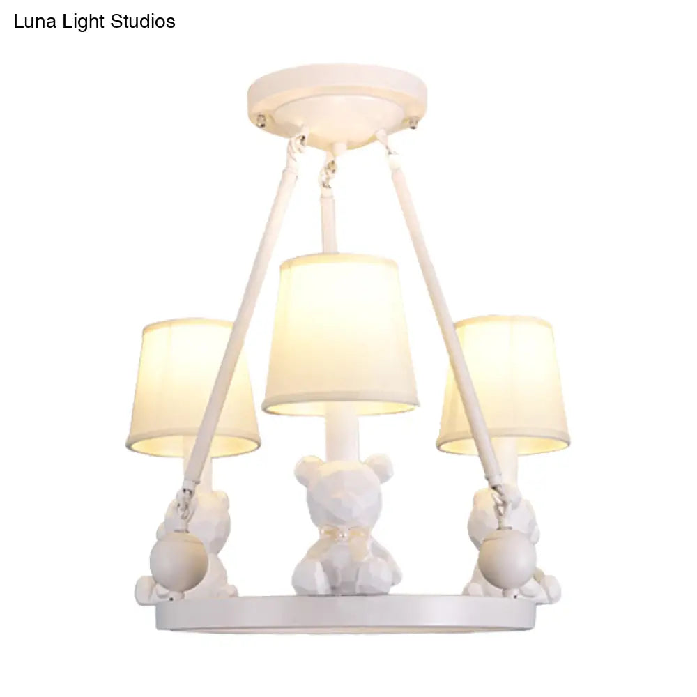 Nordic Hanging Light With Tapered Fabric Shade - Bedroom Chandelier